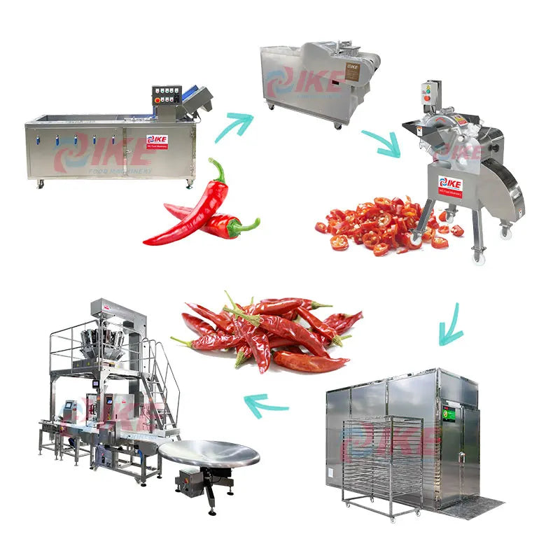 Customized vegetable processing line Chili peppers Cleaning punching dicing drying machines
