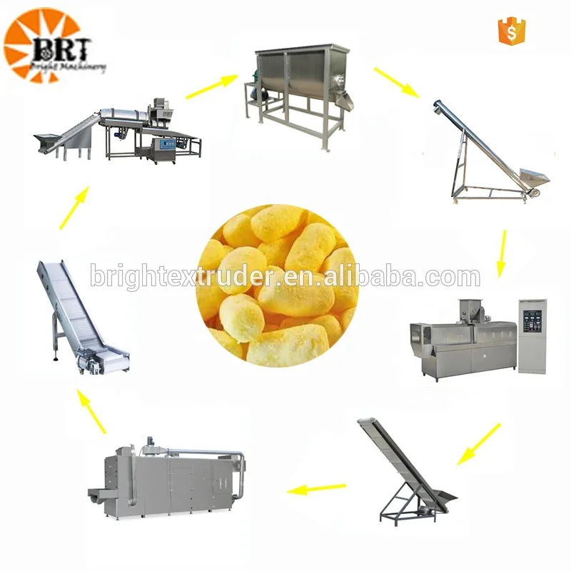 automatic corn snack extruder corn puff snacks extruding machinery double screw puff snacks food machine