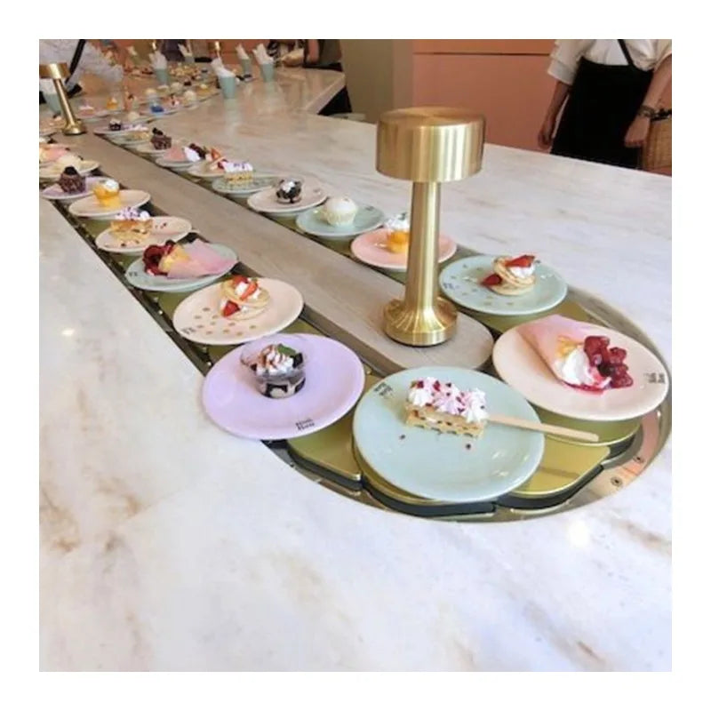 Restaurants Sushi Hotpot Buffet Dessert Stainless Steel Rotary Sushi Conveyor Belt System