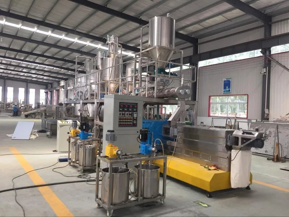 100kg-6ton/h twin screw extruder automatic dry kibble pet food extruder