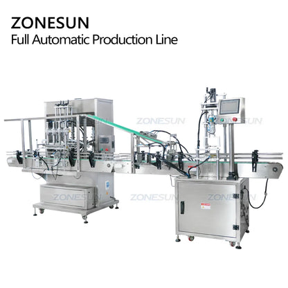 ZONESUN Automatic 4 Heads Servo Motor Plastic Liquor Wine Juice Drinks Irregular Bottle Filling Capping Machine Production Line