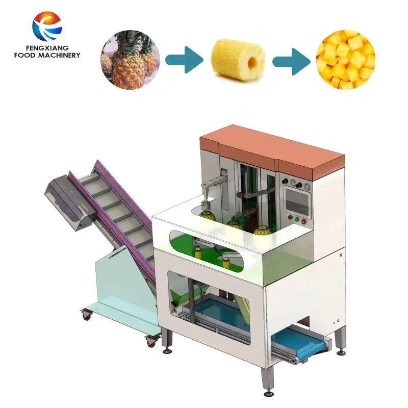 Automatic Pineapple Papaya Peeling Coring head and tail cutting separating machine