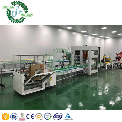 Top conveyor loading case box carton erecting packing sealing machine for beer soda soft drink food milk powder can jar bag