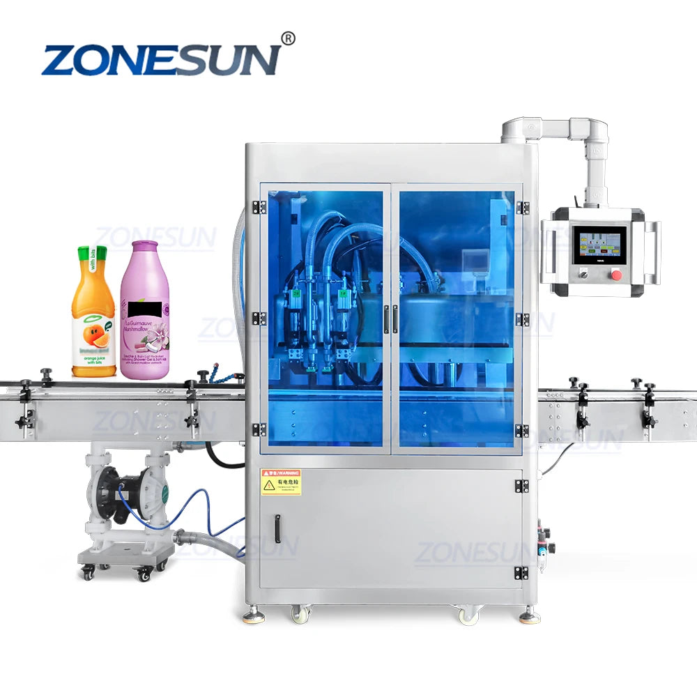 ZONESUN ZS-VTGF2 Automatic Servo Double Head Gear Pump Skincare Shampoo Detergent Viscous Liquid Paste Tracking Filling Machine