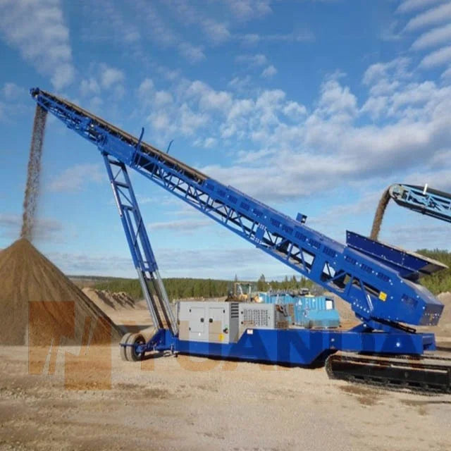 Fixed rubber tire mobile 3000tph telestacker coal to ship port harbor cargo barge vessel continuous loading belt conveyor system