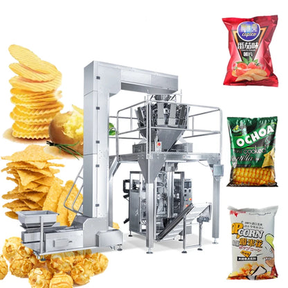 Multi Head Weighing Potato Chips Packaging Machine Nitrogen packing machine  Peanut Nut Popcorn Sachet Packaging Machine Price