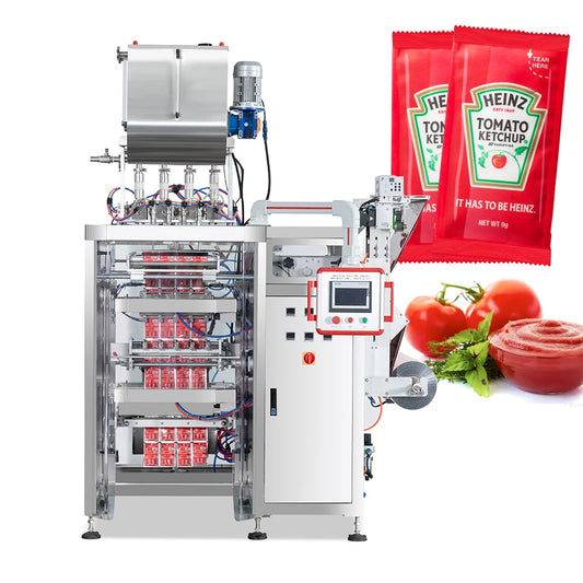 Automatic multi lanes liquid sachet fill machine small bag honey sauce peanut butter paste liquid package ketchup pack machine