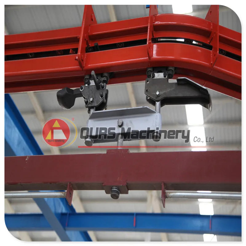 Flexible overhead power and free conveyor powder coating line system