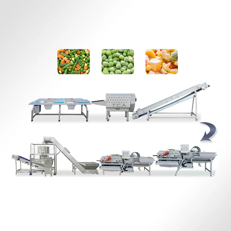 TCA automatic lettuce and vegetable washing and cutting production line machine for carrots  mushrooms