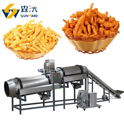 100-200 kg/h Small Output Fried Cheetos Fryer Snack Machine Curls Snack Flavoring System Processing Line