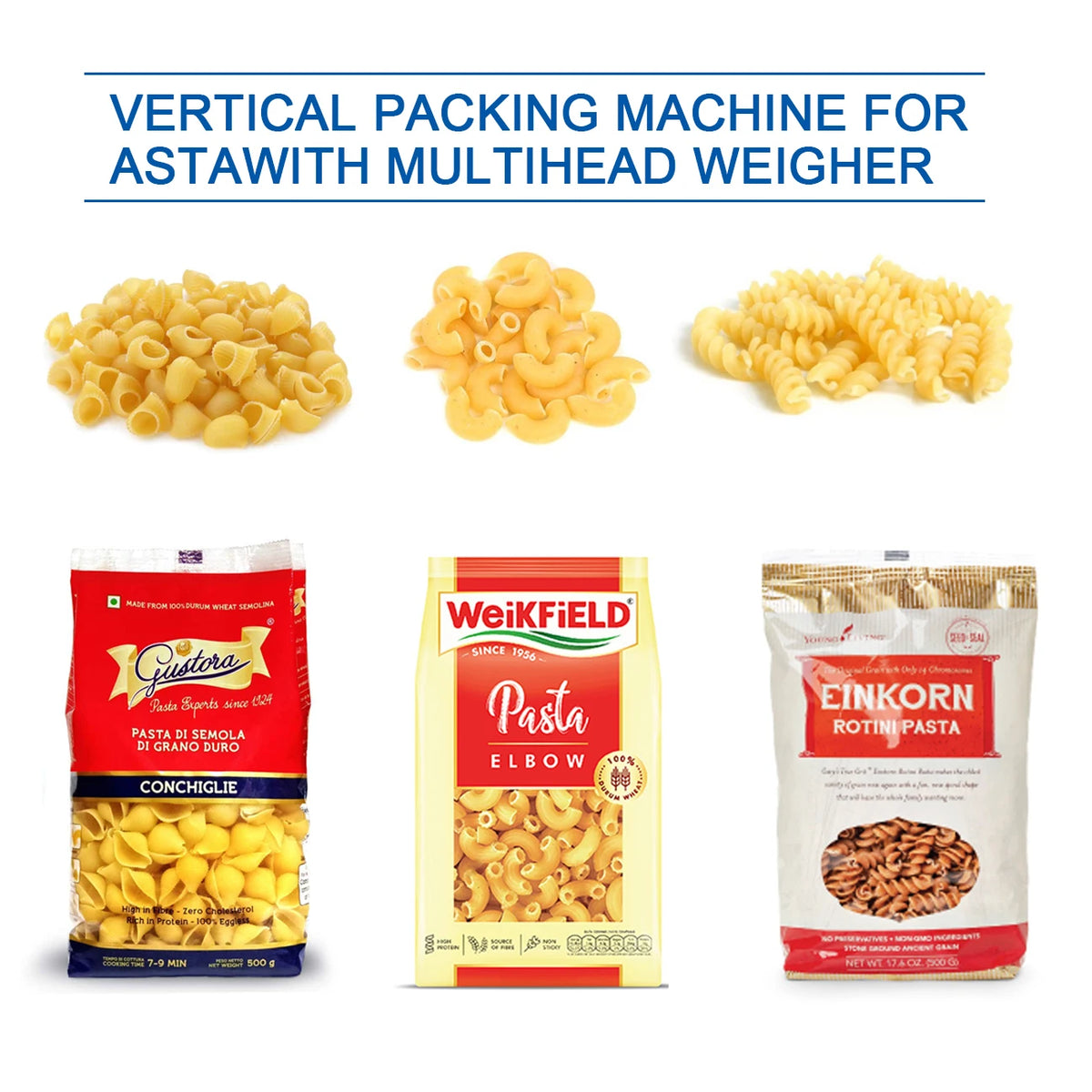 Automatic multihead weigher pasta bagging machine noodle weighing vertical pasta packaging machine 500g 1kg 2kg
