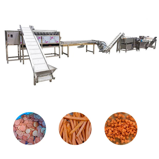 Fully Automatic Fresh sweet potato ,Purple Sweet Potato peeling and cutting Production Line