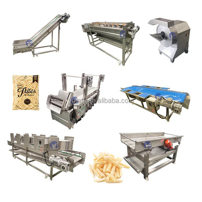Fully Automatic Frozen French Fries Production Line Wave Zigzag ShapeCassava Fresh Finger Potato Chips Making Machine