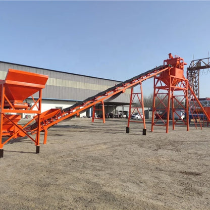 conveyor belt plant Concrete Batching Plant 60 m3 with Aggregate storage Hoppers shipping by pieces for saving sea cost