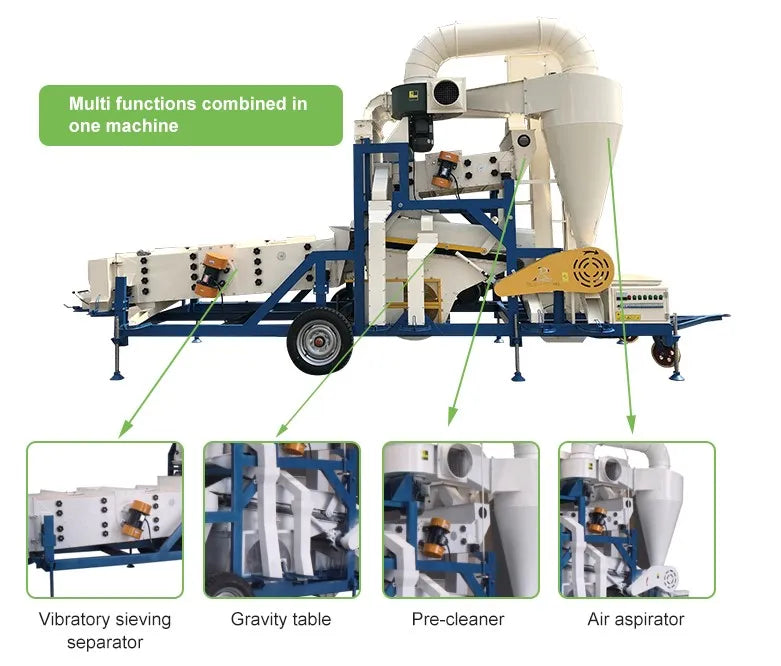 Combine Seed Cleaner Sesame Wheat Paddy Maize Corn Bean Selecting Cleaning Sorting Machine Gravity Separator