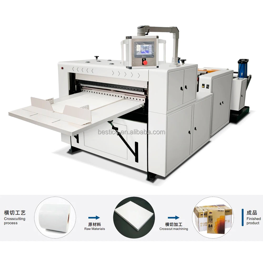 Automatic roll to sheet A2 A3 A4 paper cross cutting slitting making machine manufacturer