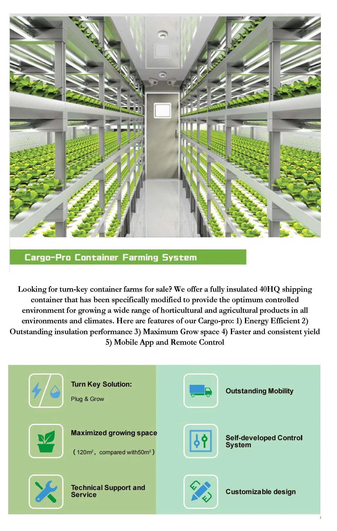 40HQ Farming Container Hydroponic Vertical Farm Pro-leaf  research commercial plant factory Salad lettuce strawberry hemp tomato