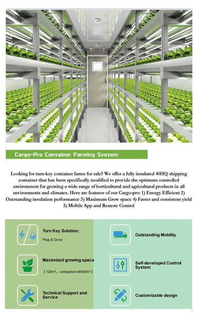 40HQ Farming Container Hydroponic Vertical Farm Pro-leaf  research commercial plant factory Salad lettuce strawberry hemp tomato