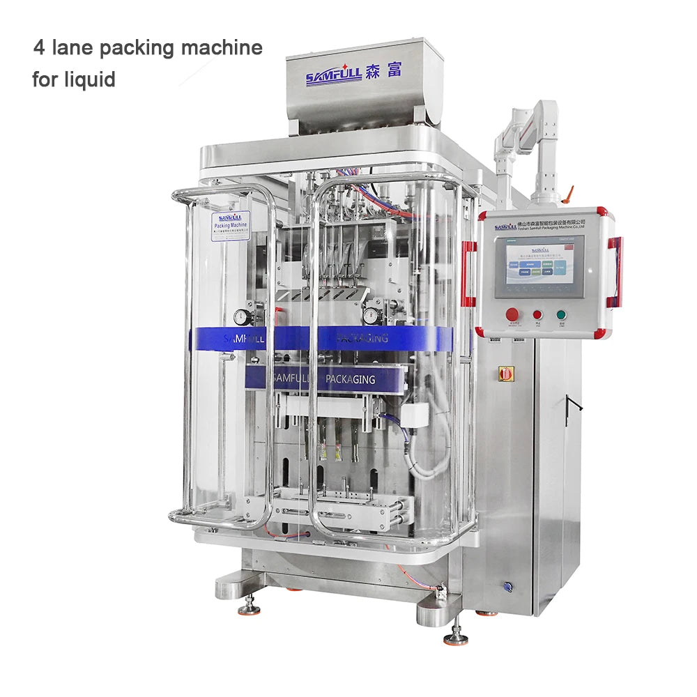 Automatic vffs multi lane peanut butter chili sauce tomato paste filling packaging machine ffs liquid packing sachet machine