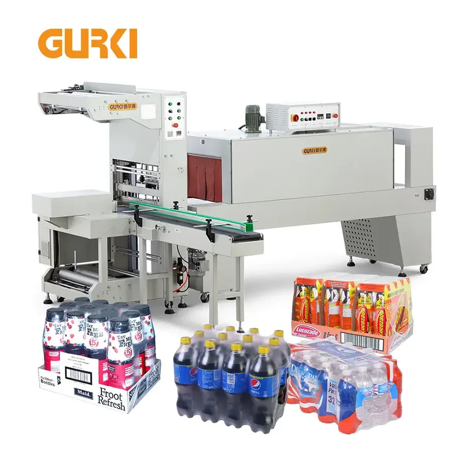 GURKI Auto Bottle Shrink Wrap Packing Machine Heat Tunnel Sealer Wrapper Automatic Shrink Sleeve Wrapping Packaging Machine