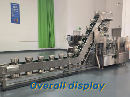 Bowl Conveyor Feeding Ready-To-Eat Food Chicken Soup Doypack Automatic Rotating Retort Bag Packaging Machine