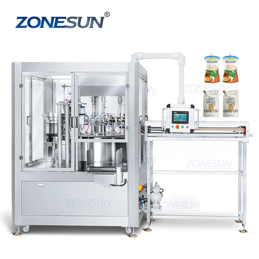 ZONESUN ZS-AFC12 Automatic Rotary Yogurt Juice Drink Paste Liquid Spout Pouch Bag Filling Capping Machine