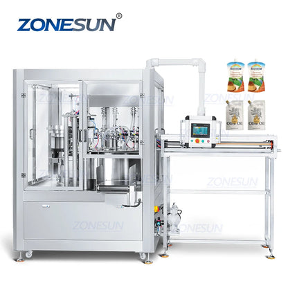ZONESUN ZS-AFC12 Automatic Rotary Yogurt Juice Drink Paste Liquid Spout Pouch Bag Filling Capping Machine