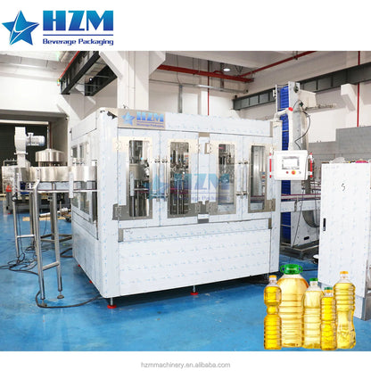 Automatic Edible Sunflower Oil Bottling Packaging Production Line / Plastic Bottle Cooking Oil Filling Capping Machine
