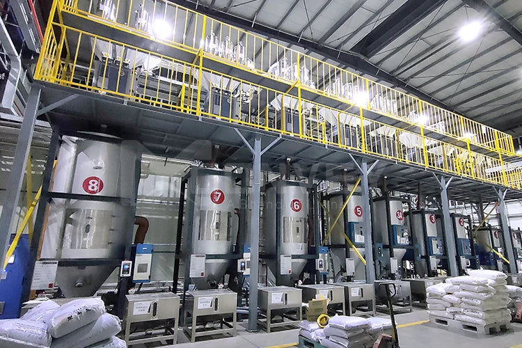 Automatic Plastic material handling solutions transport conveyor weighing dosing mixing system for Injection Molding Industry