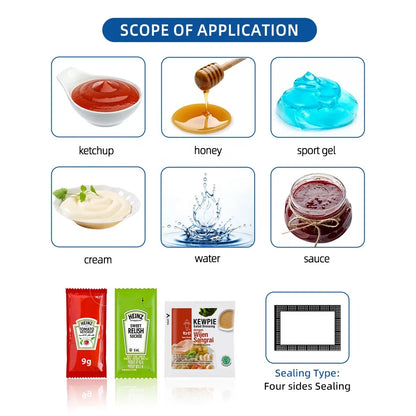 Automatic Multilane Fruit Jam Filling Packaging Machine Vertical 4 Sides Sealing Cosmetic Liquid Sachet Jam Packing Machine
