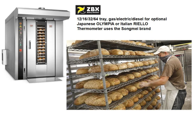 Industrial Food Baking Machine Tunnel Baking Oven Combination Rotary Oven with Trolley